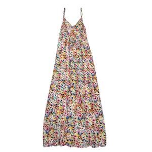 Yumi Kim Floral Silk V Neck Maxi Dress S A Line Side Slit Wedding Guest Garden